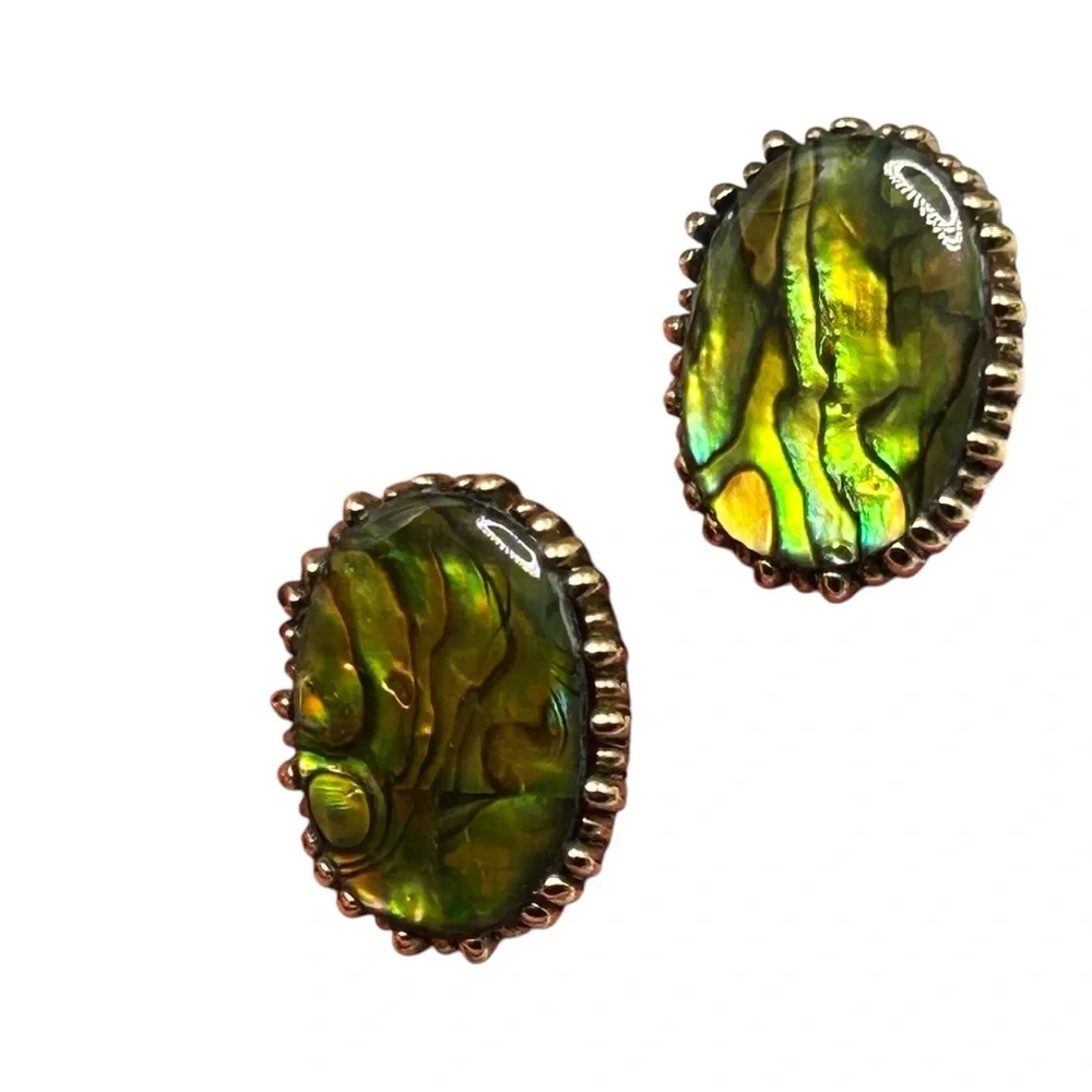 Vintage Ciner Abalone Clip Earrings